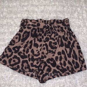 Cute cheetah print paper bag shorts/high waisted.
